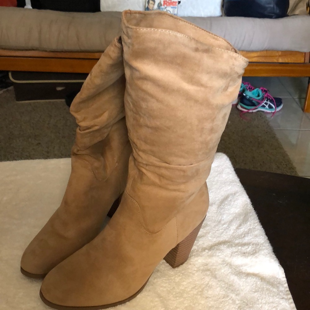 Faux Suede 3/4 calf boots - Picture 1 of 3